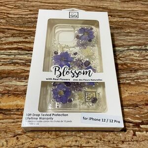 Purple Floral Phone Case Protective Shell Compatible with Apple iPhone 12/12 Pro